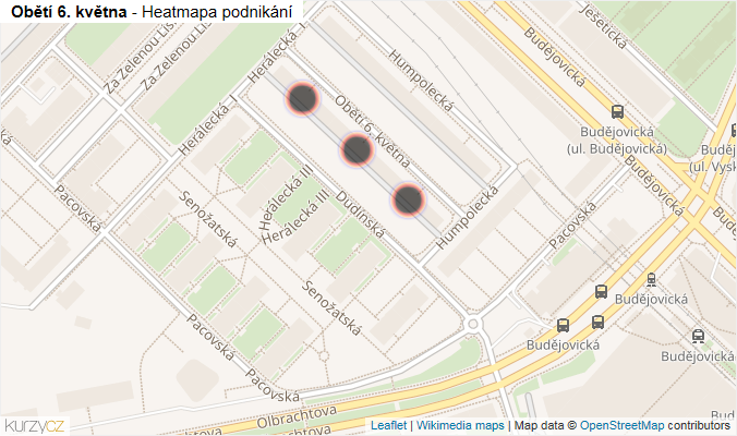 Mapa Obětí 6. května - Firmy v ulici.