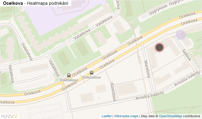Mapa Ocelkova - Firmy v ulici.