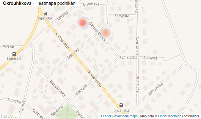 Mapa Okrouhlíkova - Firmy v ulici.