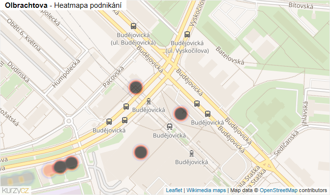 Mapa Olbrachtova - Firmy v ulici.