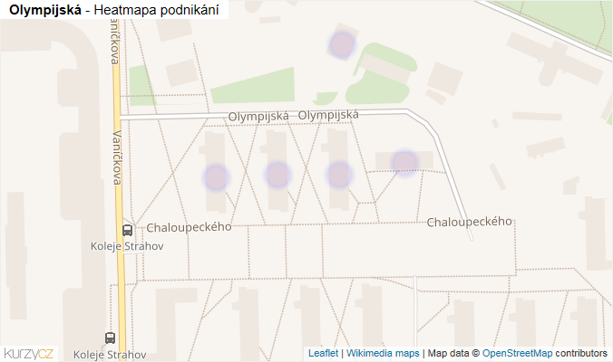 Mapa Olympijská - Firmy v ulici.