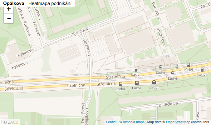 Mapa Opálkova - Firmy v ulici.