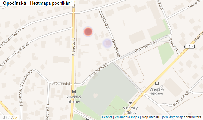 Mapa Opočínská - Firmy v ulici.