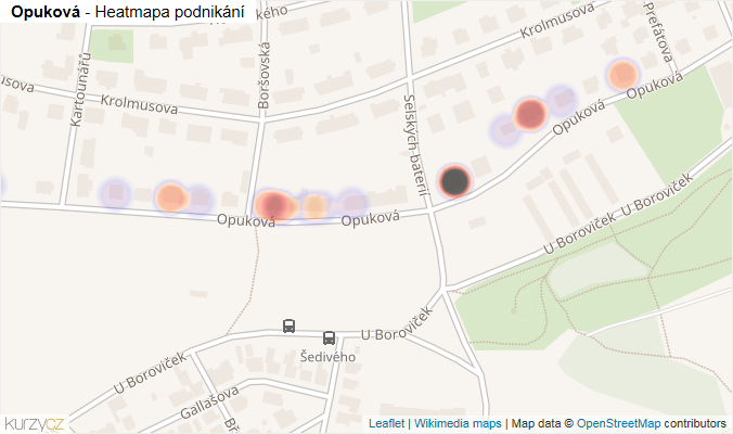 Mapa Opuková - Firmy v ulici.