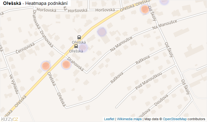 Mapa Ořešská - Firmy v ulici.