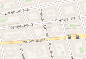 Orlická v obci Praha - mapa ulice