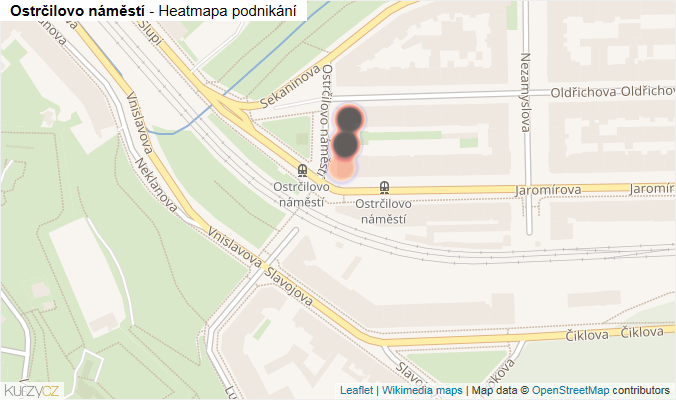Mapa Ostrčilovo náměstí - Firmy v ulici.