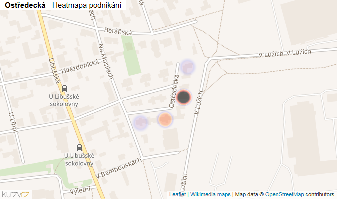 Mapa Ostředecká - Firmy v ulici.