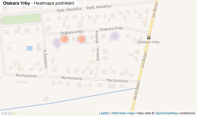 Mapa Otakara Vrby - Firmy v ulici.