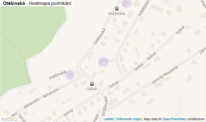 Mapa Otěšínská - Firmy v ulici.