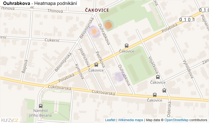 Mapa Ouhrabkova - Firmy v ulici.