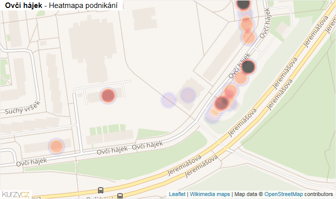Mapa Ovčí hájek - Firmy v ulici.