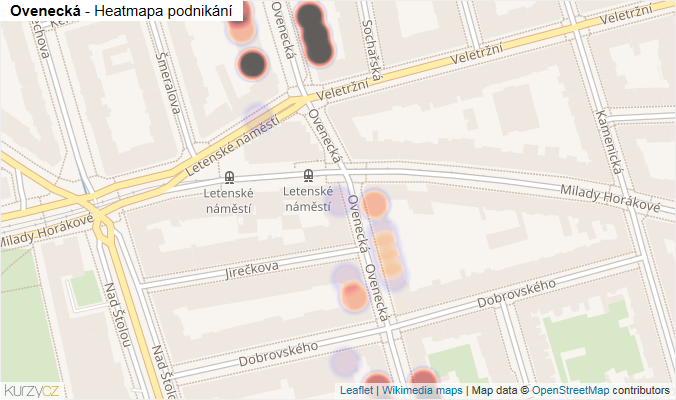 Mapa Ovenecká - Firmy v ulici.