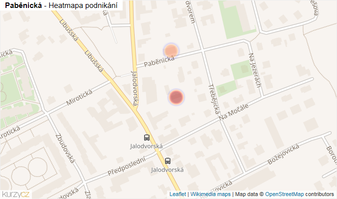 Mapa Paběnická - Firmy v ulici.