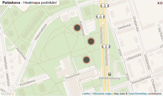 Mapa Paláskova - Firmy v ulici.