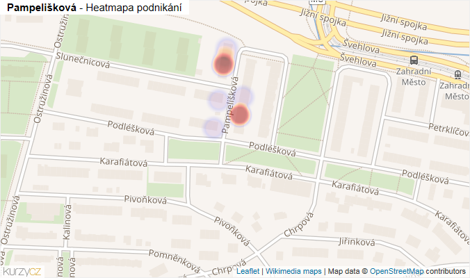 Mapa Pampelišková - Firmy v ulici.