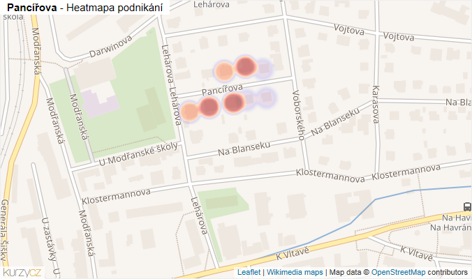 Mapa Pancířova - Firmy v ulici.