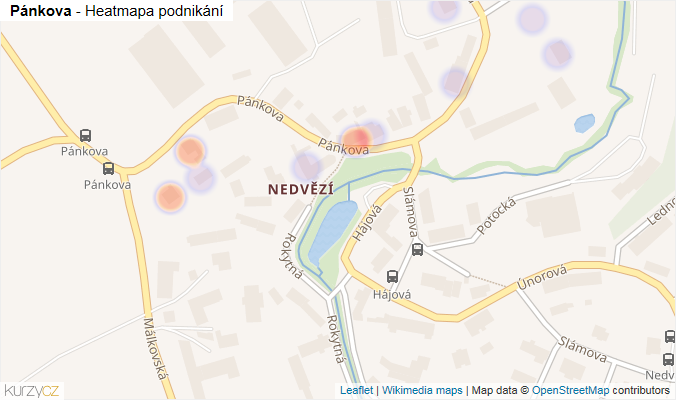 Mapa Pánkova - Firmy v ulici.
