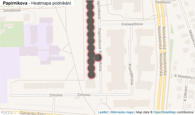 Mapa Papírníkova - Firmy v ulici.