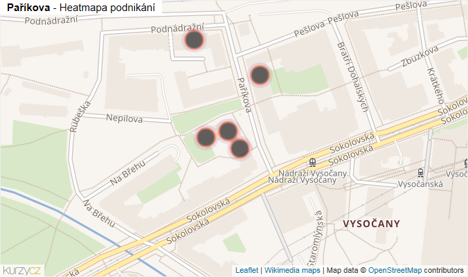 Mapa Paříkova - Firmy v ulici.