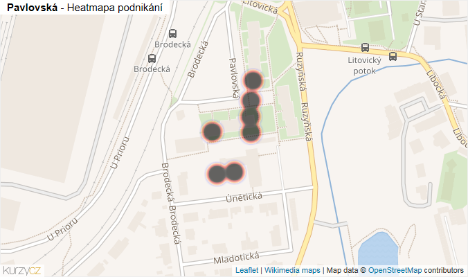 Mapa Pavlovská - Firmy v ulici.