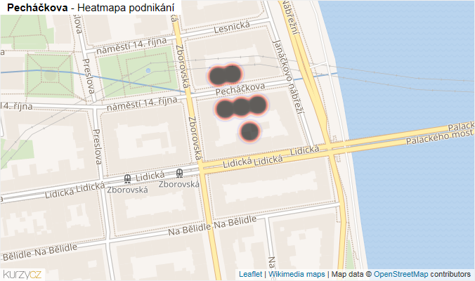 Mapa Pecháčkova - Firmy v ulici.