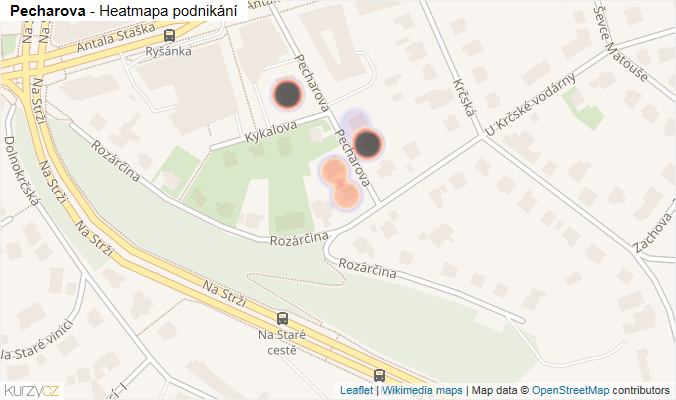 Mapa Pecharova - Firmy v ulici.