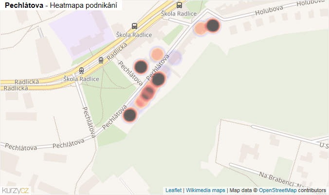 Mapa Pechlátova - Firmy v ulici.