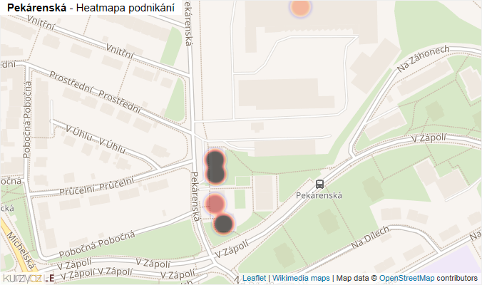 Mapa Pekárenská - Firmy v ulici.