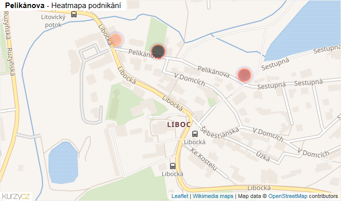 Mapa Pelikánova - Firmy v ulici.