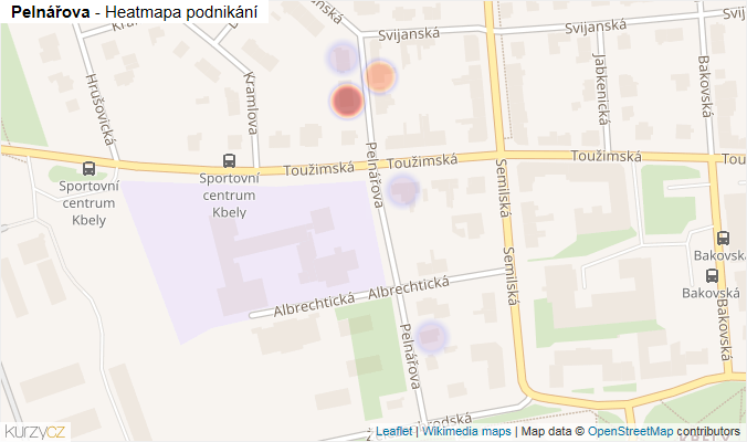 Mapa Pelnářova - Firmy v ulici.