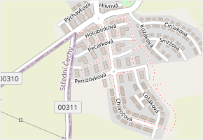 Penízovková v obci Praha - mapa ulice