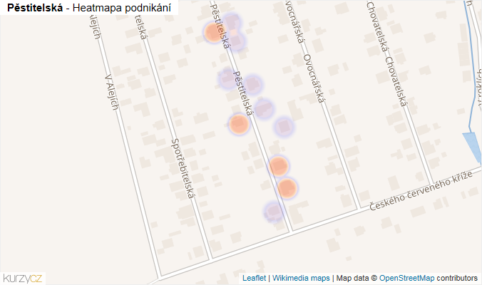 Mapa Pěstitelská - Firmy v ulici.