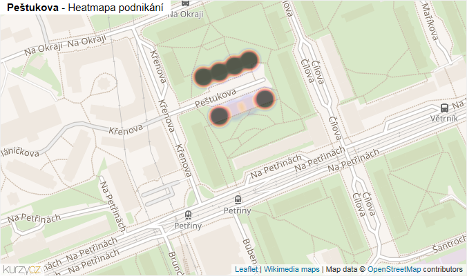 Mapa Peštukova - Firmy v ulici.