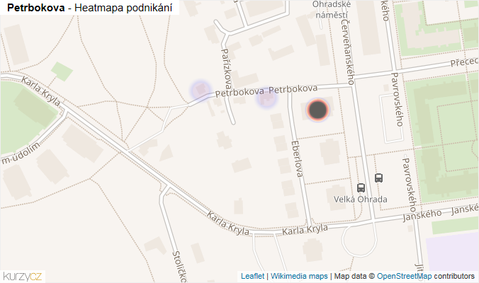 Mapa Petrbokova - Firmy v ulici.