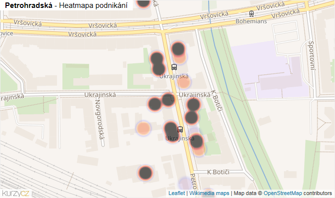 Mapa Petrohradská - Firmy v ulici.