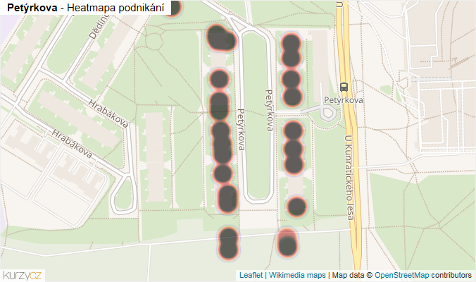 Mapa Petýrkova - Firmy v ulici.