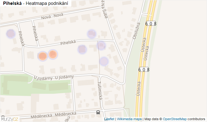 Mapa Pihelská - Firmy v ulici.