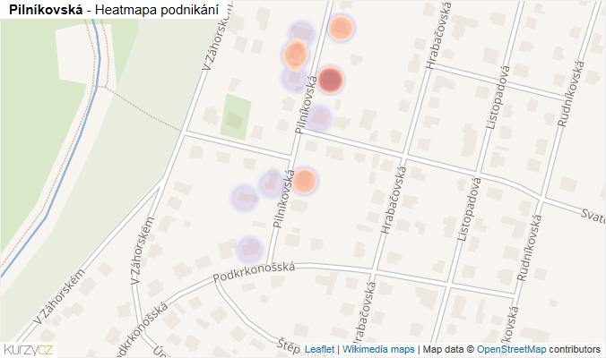 Mapa Pilníkovská - Firmy v ulici.