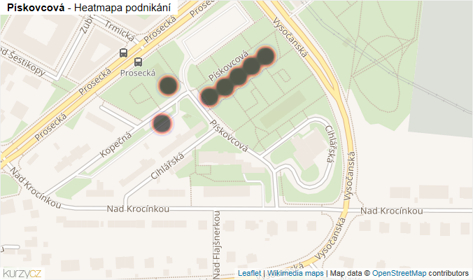 Mapa Pískovcová - Firmy v ulici.