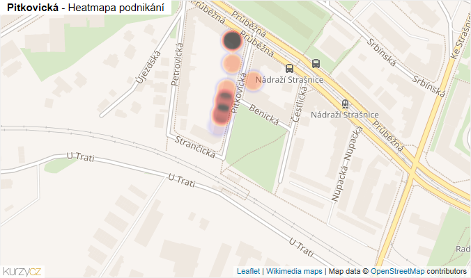 Mapa Pitkovická - Firmy v ulici.