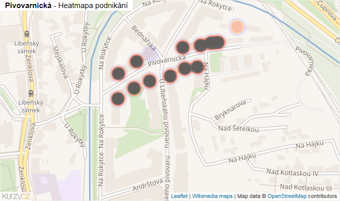 Mapa Pivovarnická - Firmy v ulici.