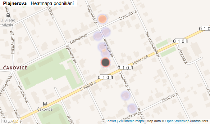 Mapa Plajnerova - Firmy v ulici.