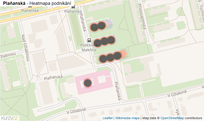 Mapa Plaňanská - Firmy v ulici.