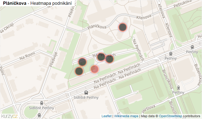 Mapa Pláničkova - Firmy v ulici.