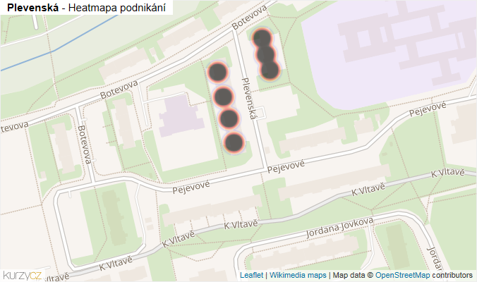 Mapa Plevenská - Firmy v ulici.