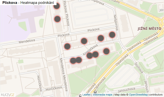 Mapa Plickova - Firmy v ulici.