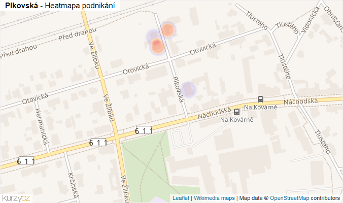 Mapa Plkovská - Firmy v ulici.