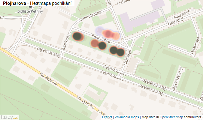 Mapa Plojharova - Firmy v ulici.