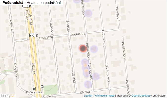 Mapa Počeradská - Firmy v ulici.